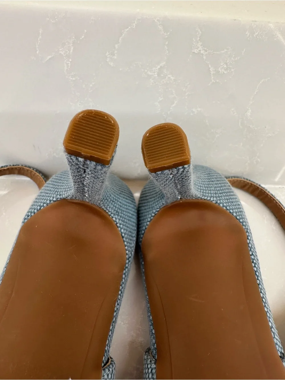 Nordstrom Rack Priscilla Denim Slingback Pumps Heeled Pointed Toe Blue 9.5M